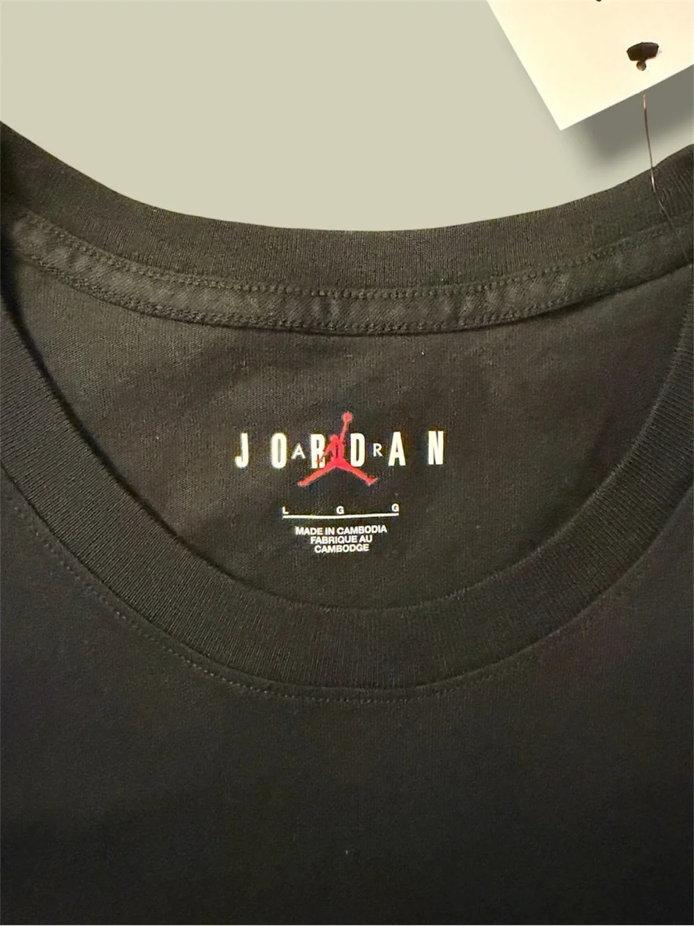 New! Jordan Flight Essentials T-Shirt sneakers floating in a cloudy sky (Large)